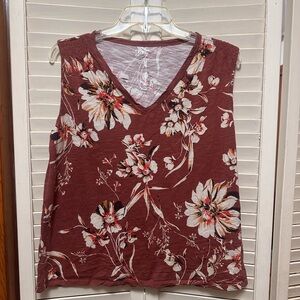 Maurices Red Cream Sleeveless Muscle Tee